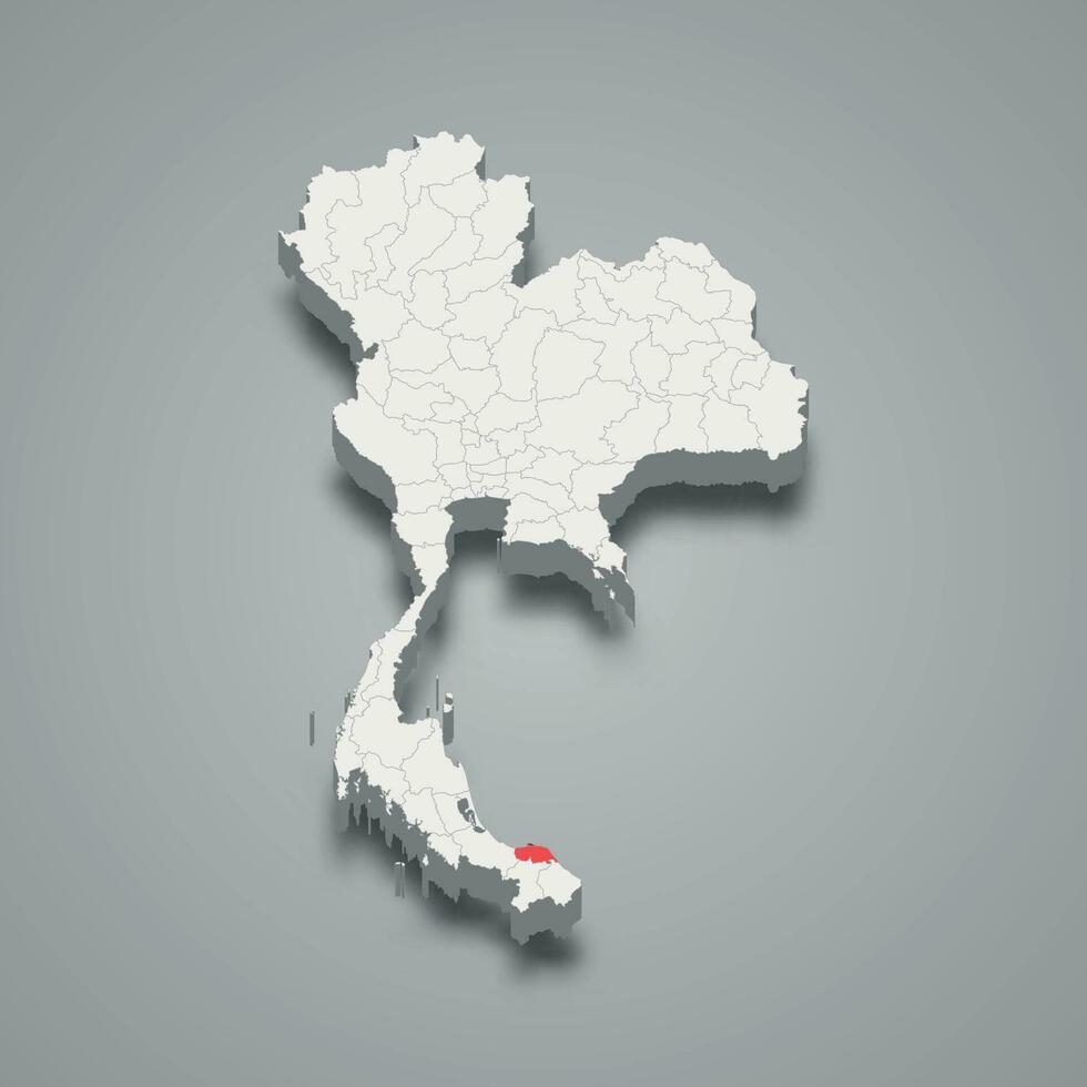 pattani Provincia Posizione Tailandia 3d carta geografica vettore