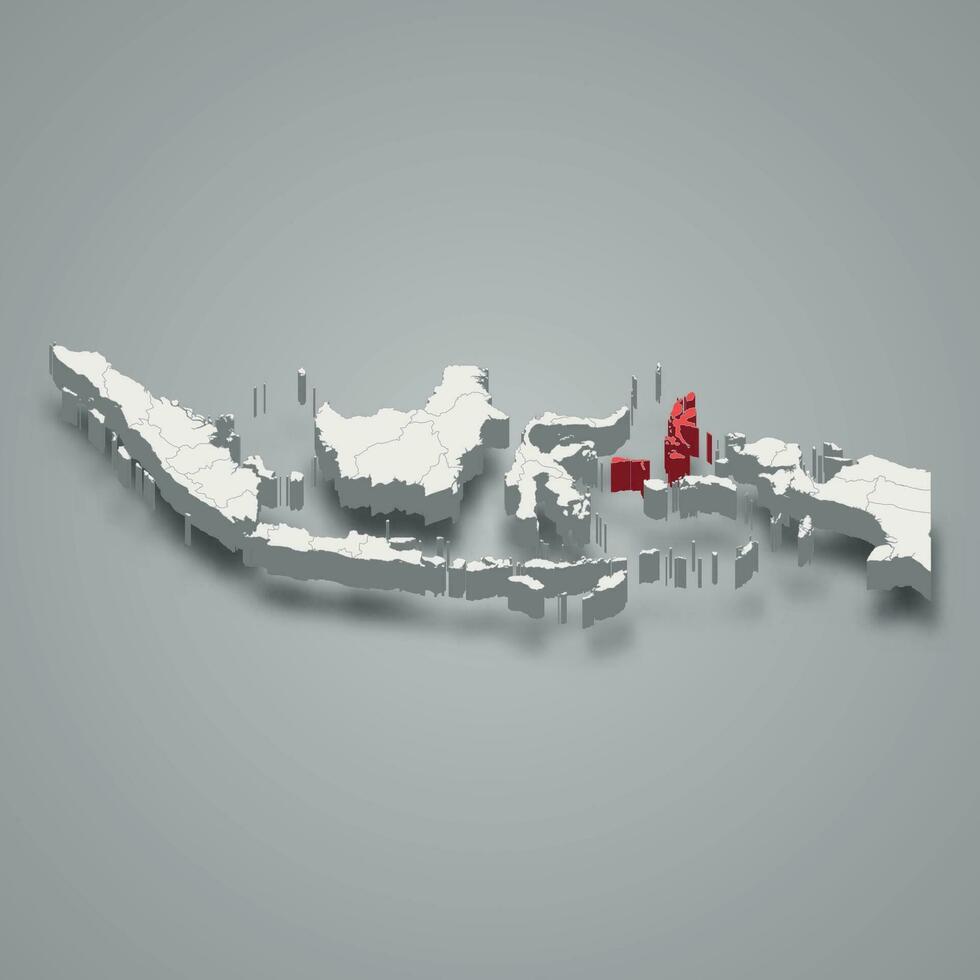 nord Maluku Provincia Posizione Indonesia 3d carta geografica vettore