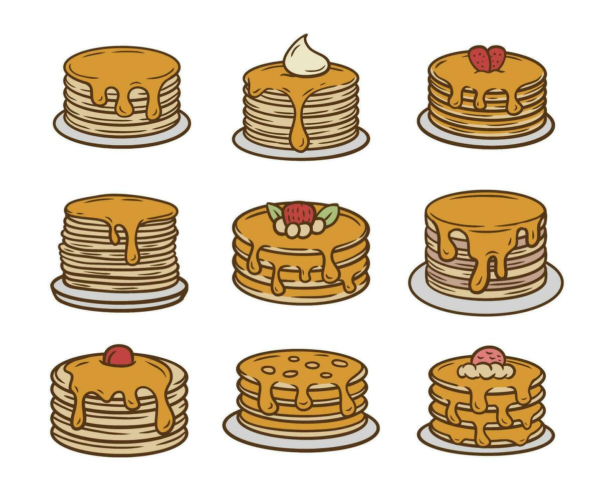 illustrazione di doodle del fumetto del pancake vettore