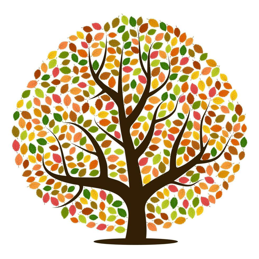 autunno albero con giallo, arancia, Marrone e verde le foglie. vettore illustrazione