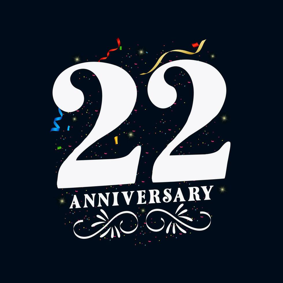 22 anniversario lussuoso d'oro colore 22 anni anniversario celebrazione logo design modello vettore