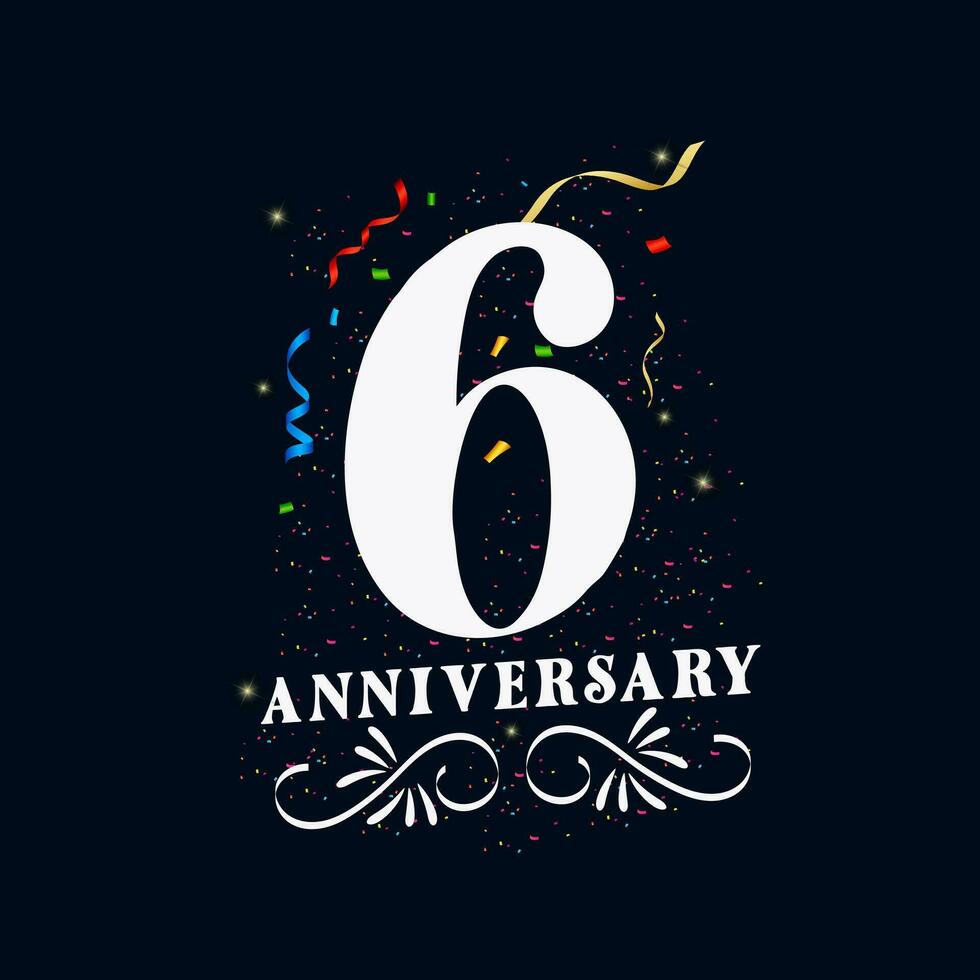 6 anniversario lussuoso d'oro colore 6 anni anniversario celebrazione logo design modello vettore