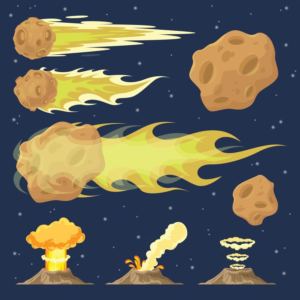 set di icone meteore spaziale vettore