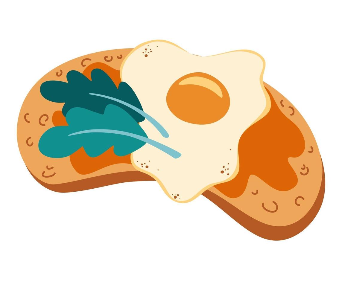 toast con uova ed erbe aromatiche. deliziosa colazione. cibo salutare. pane con uova strapazzate. panino vegetariano. illustrazione vettoriale isolato su uno sfondo bianco