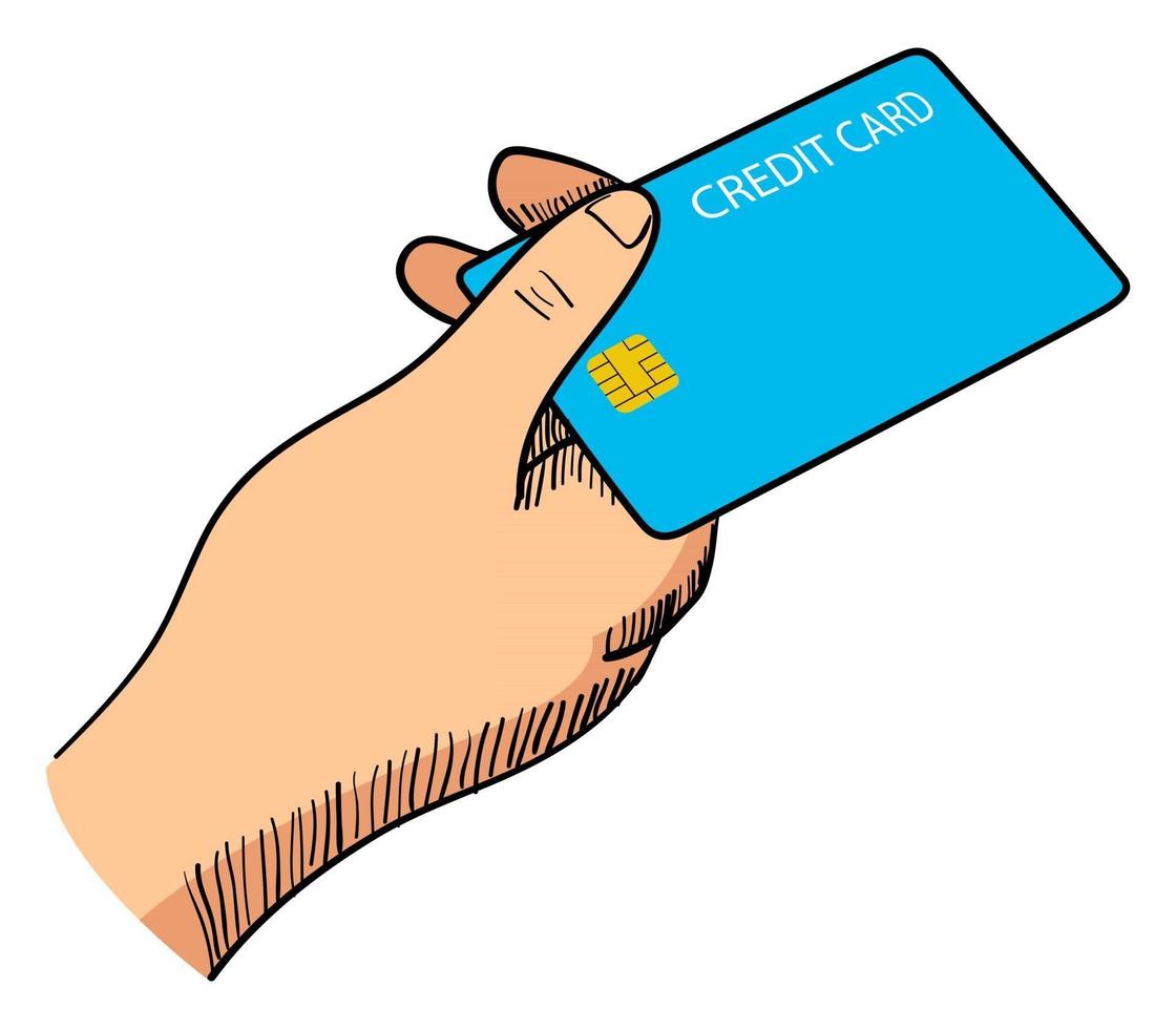 mano dando una carta di credito vettore
