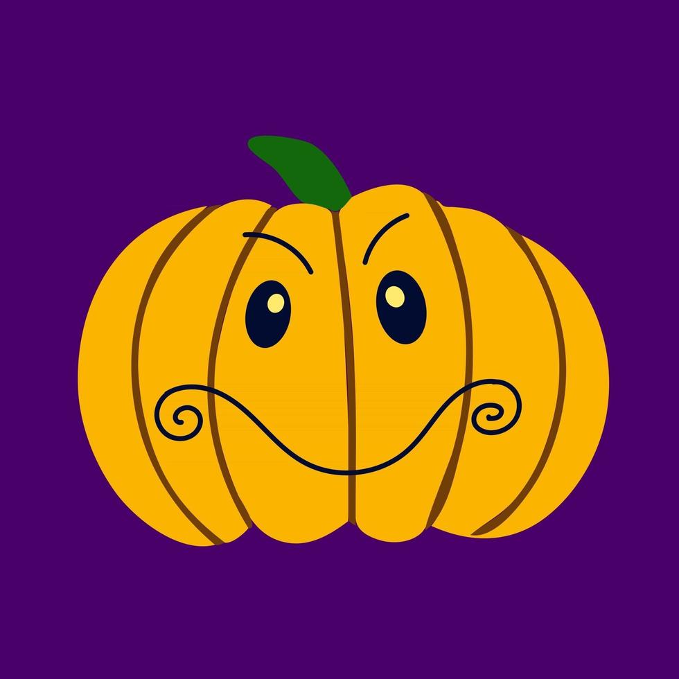 zucca sorridente. simbolo della festa di halloween. zucca arancione con un sorriso per il tuo design per le vacanze di halloween. illustrazioni vettoriali piatte. personaggio zucca