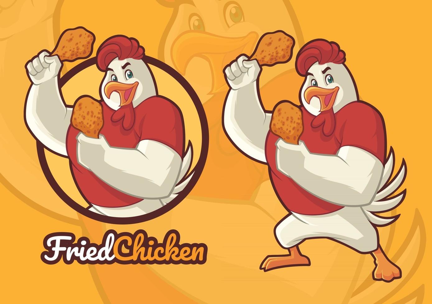 disegno mascotte di pollo per ristorante di pollo fritto fri vettore