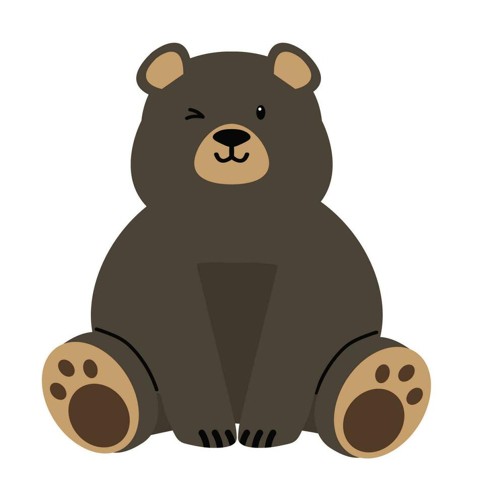 carino solitario orsacchiotto orso seduta cartone animato vettore