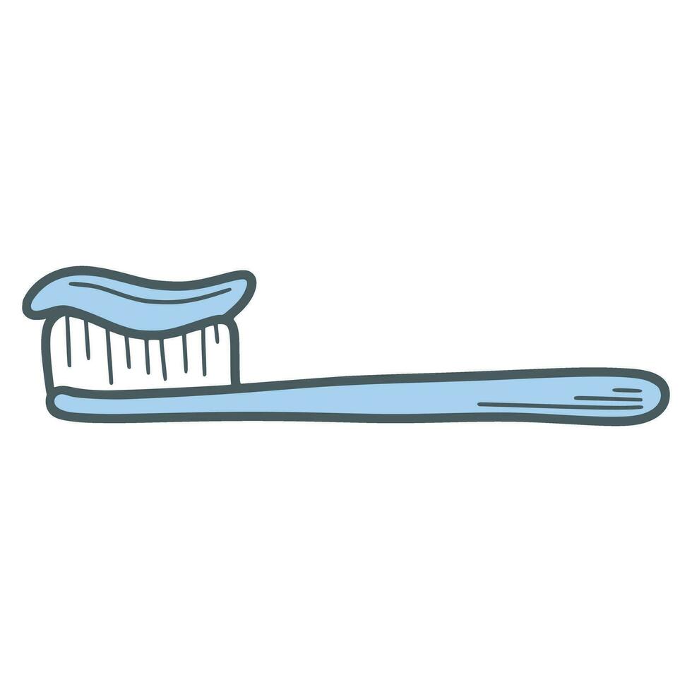 spazzolino con dentifricio semplice scarabocchio icona vettore