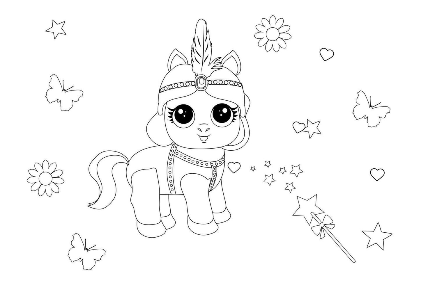 carino Principessa gatto con Fata terra vettore cartone animato isolato fiabe illustrazione colorazione libro pagina per bambini