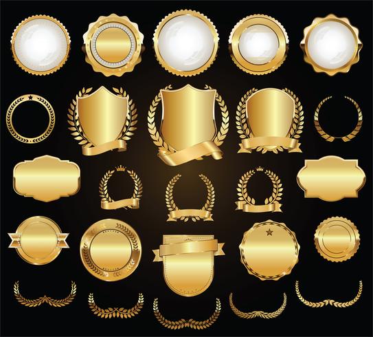 Collezione di elementi di design in oro e nero di lusso vettore