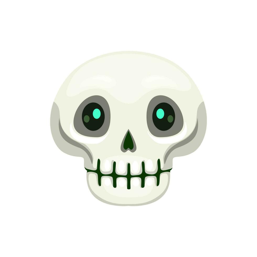 cartone animato Halloween cranio emoji, misterioso morto testa vettore