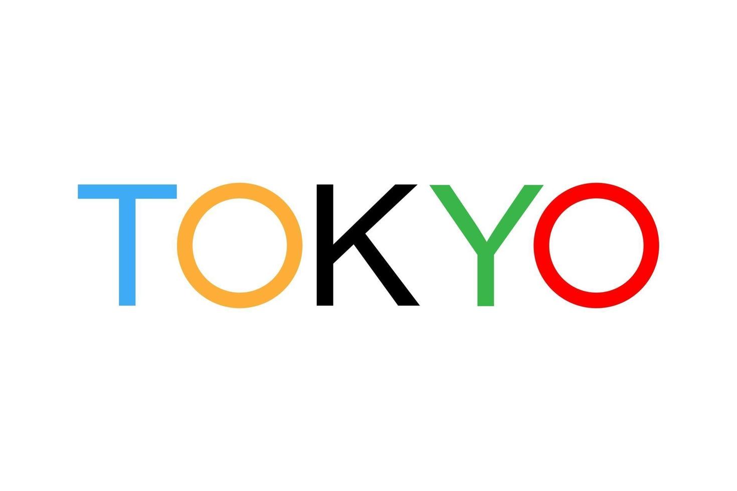 tokyo colori della bandiera olimpica isolato su bianco. sfondo dei giochi olimpici 2020. simbolo dello sport estivo del giappone nell'illustrazione piatta vettoriale. concetto di competizione sportiva. design per sfondo, banner vettore