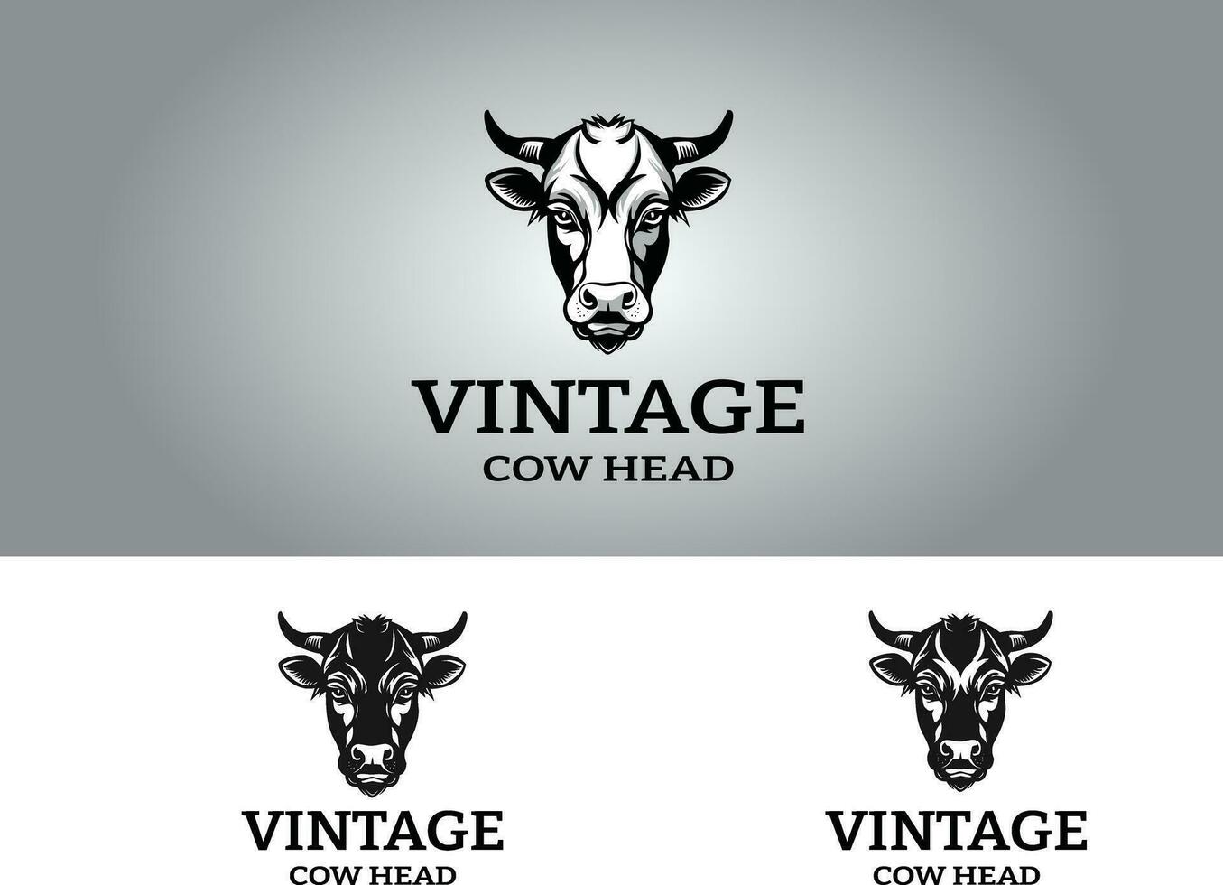 Vintage ▾ mucca testa logo design vettore