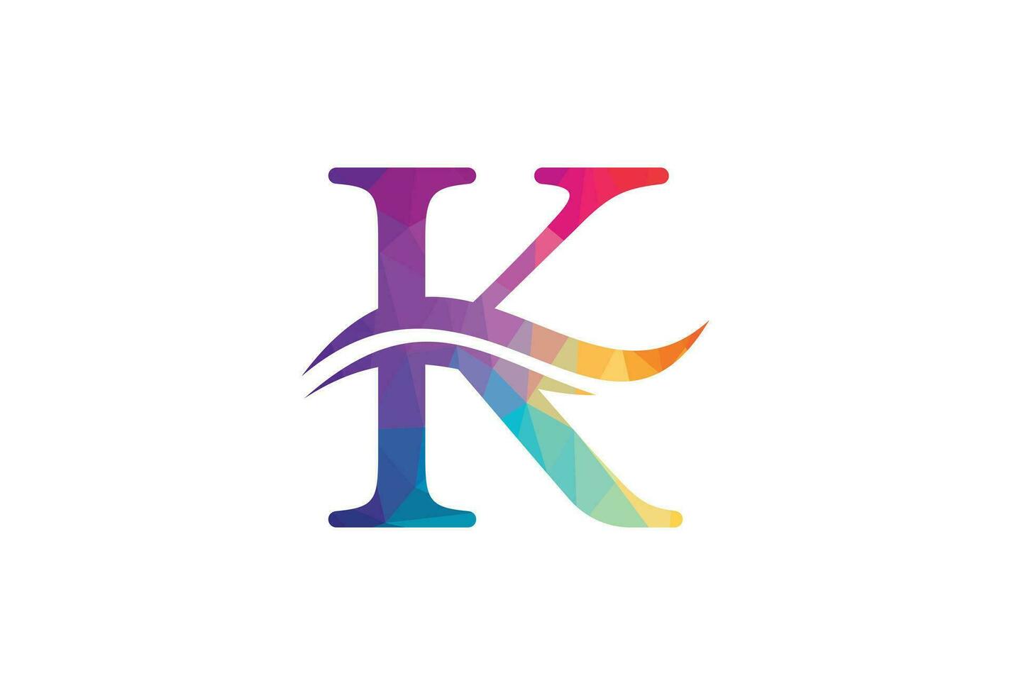 creativo Basso poli e iniziale K lettera logo disegno, vettore design modello