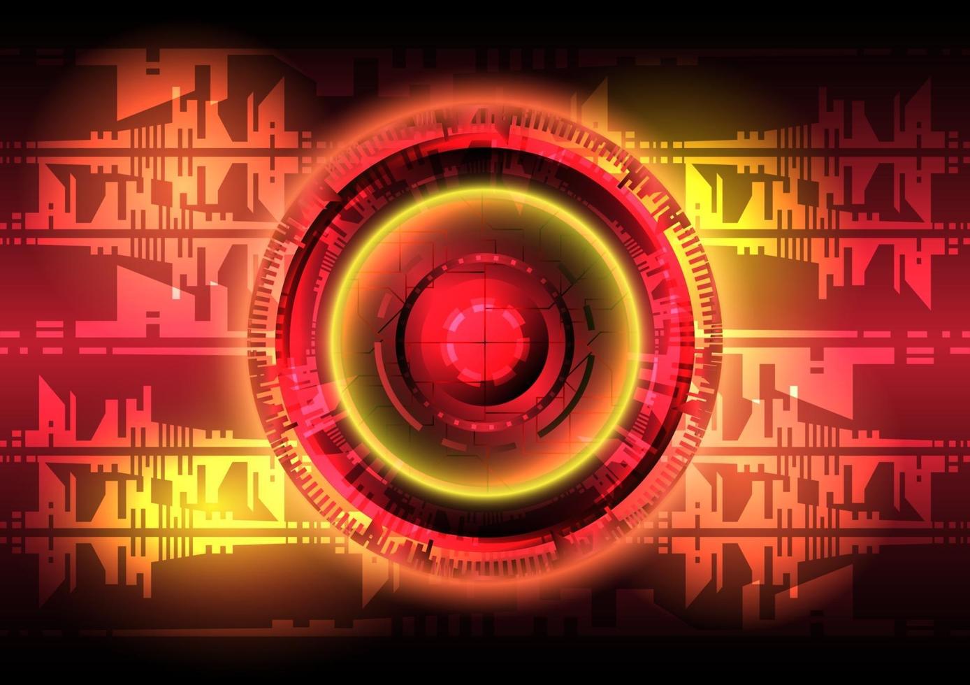luce rossa e gialla. sfondo astratto cerchio hud. interfaccia futuristica. schermo della tecnologia della realtà virtuale vettore