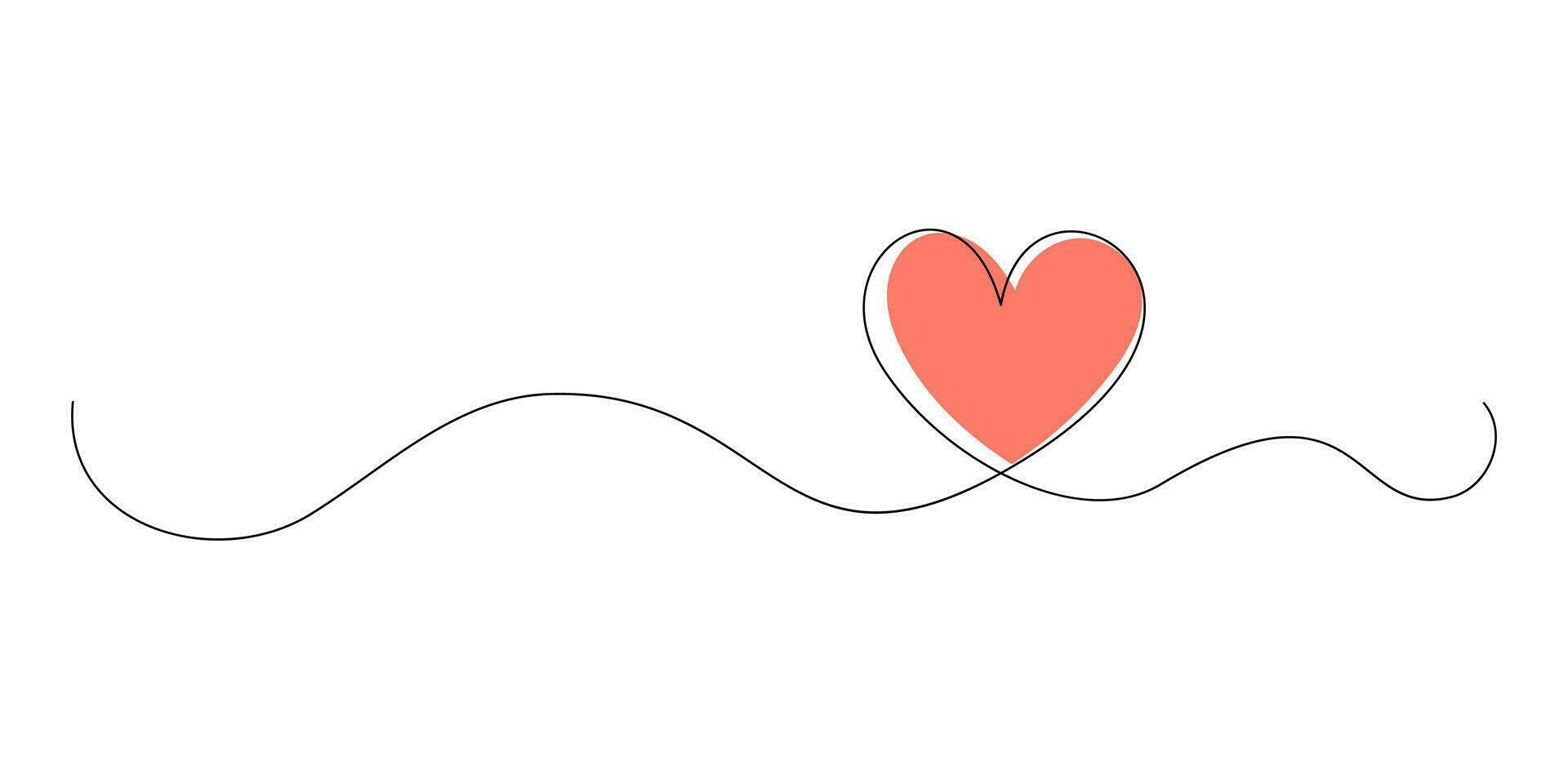 cuore e amore nel vettore continuo linea arte illustrazione di un' romantico minimalista nozze carta su un' bianca sfondo. un' nozze cuore schizzo con artistico linea design. vettore illustrazione amore arte.