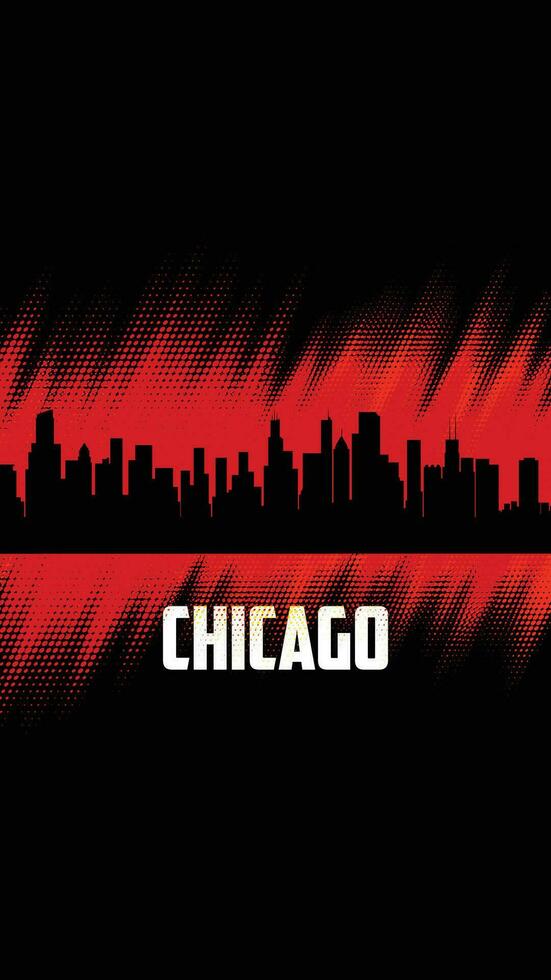 Chicago vettore città silhouette, rosso e nero diagonale mezzitoni sfondo