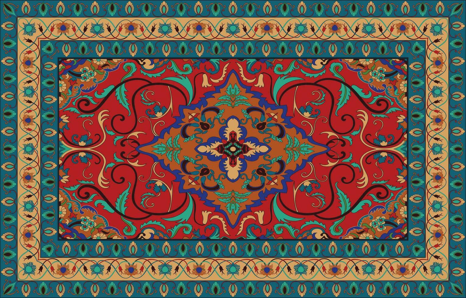 colorato ornamentale vettore design per tappeto, tapis, yoga stuoia. geometrico etnico clipart. arabo ornamentale tappeto con decorativo elementi.persian tappeto