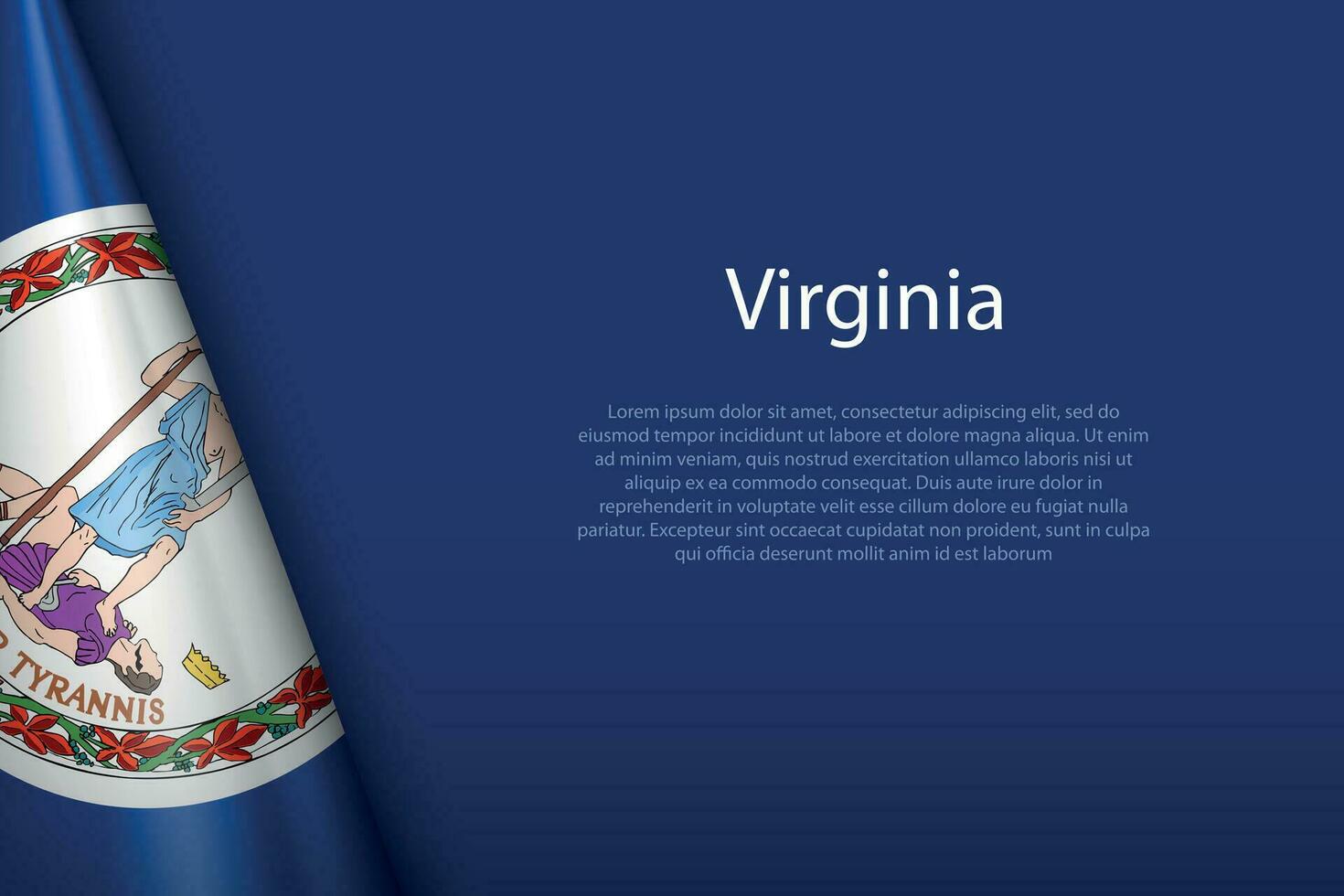 bandiera Virginia, stato di unito stati, isolato su sfondo con copyspace vettore