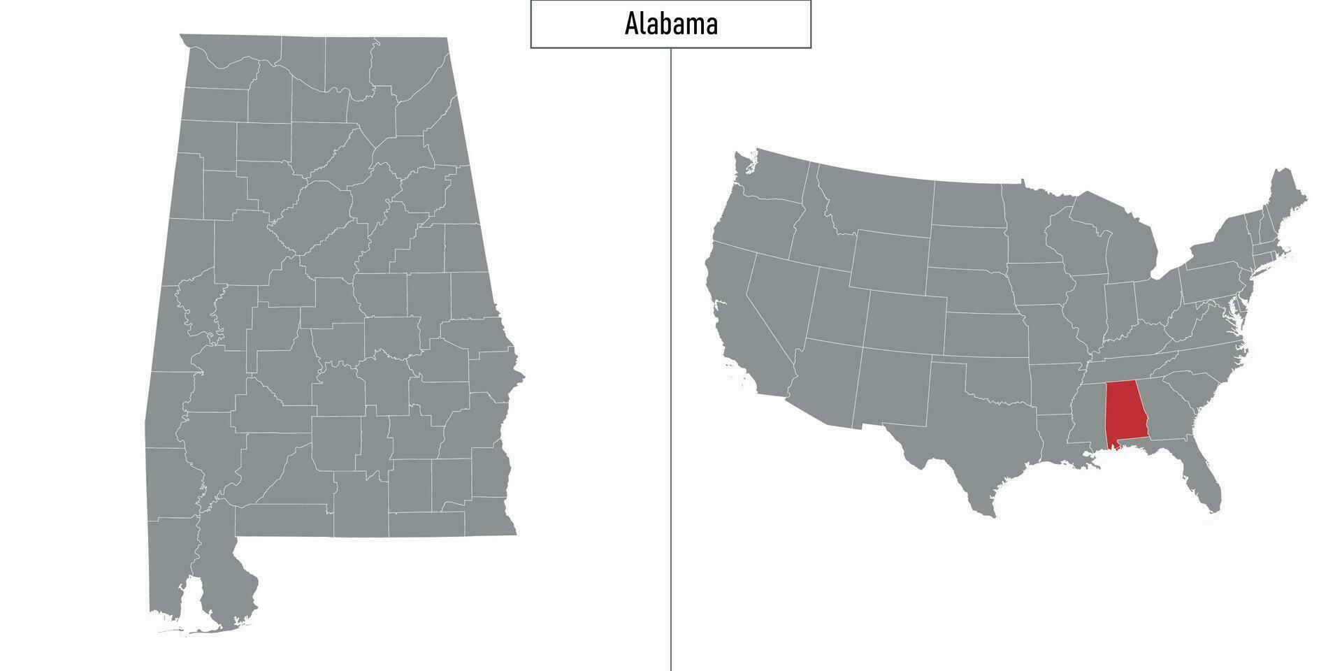 carta geografica di Alabama stato di unito stati e Posizione su Stati Uniti d'America carta geografica vettore