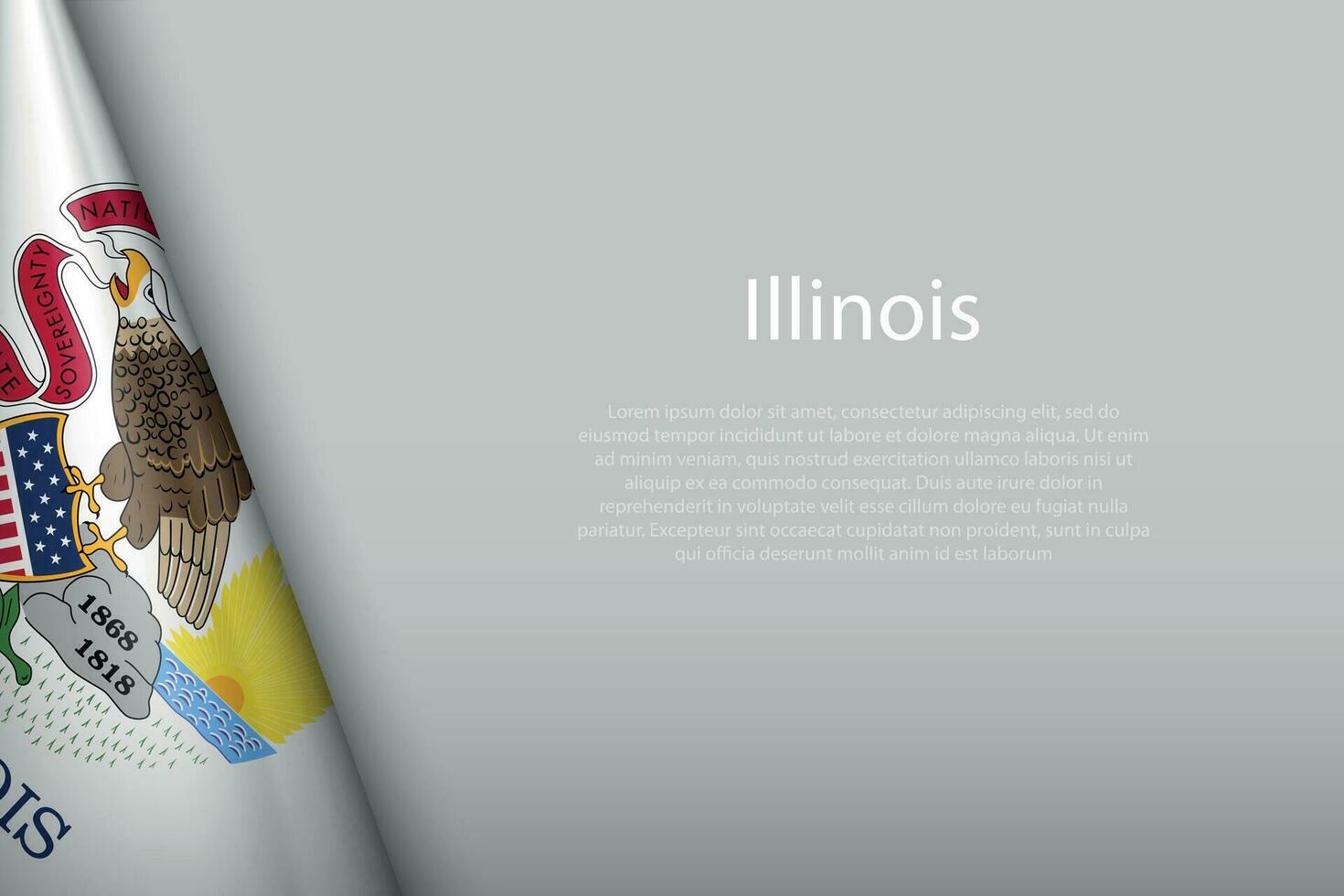 bandiera Illinois, stato di unito stati, isolato su sfondo con copyspace vettore