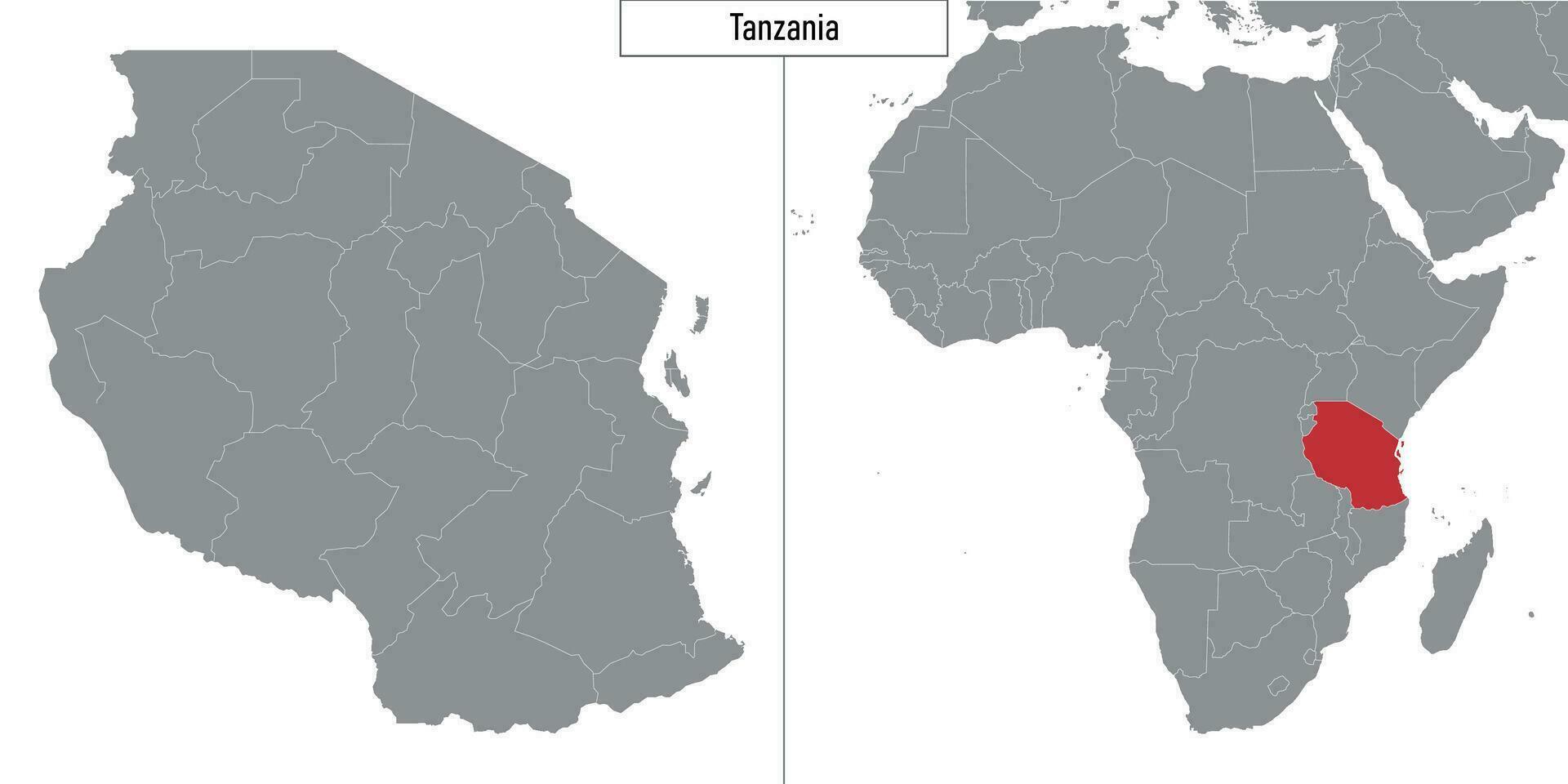 carta geografica di Tanzania e Posizione su Africa carta geografica vettore