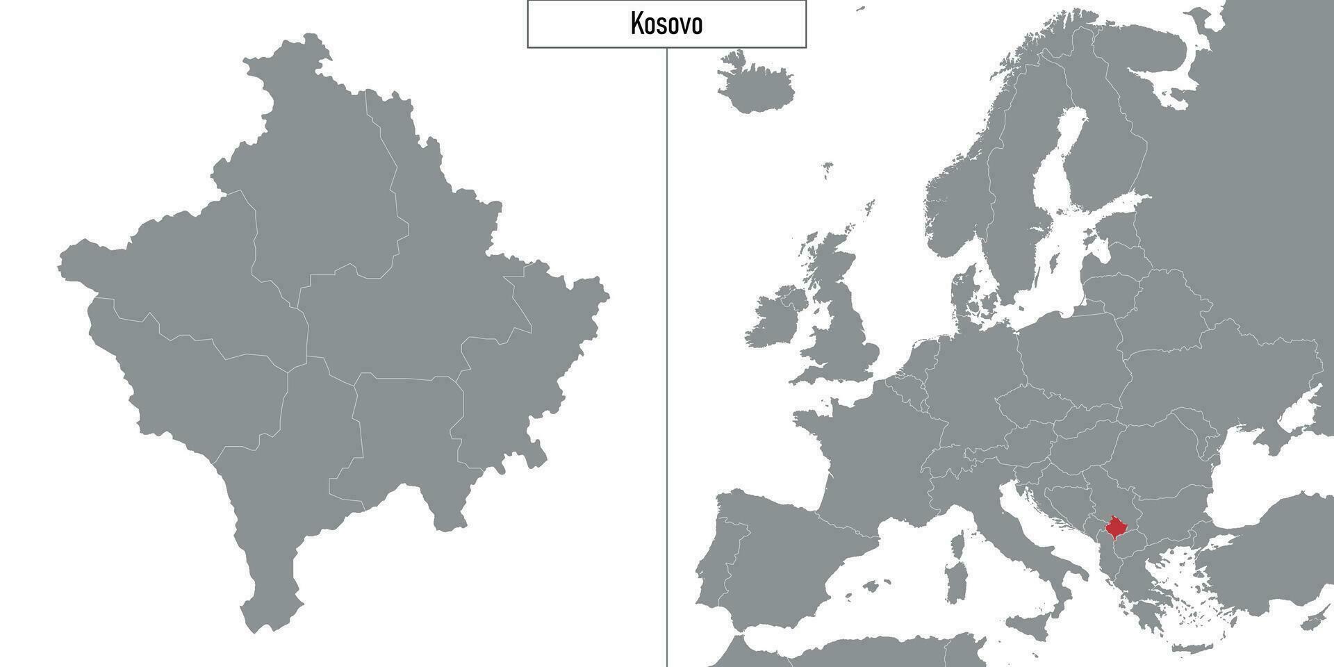 carta geografica di kosovo e Posizione su Europa carta geografica vettore