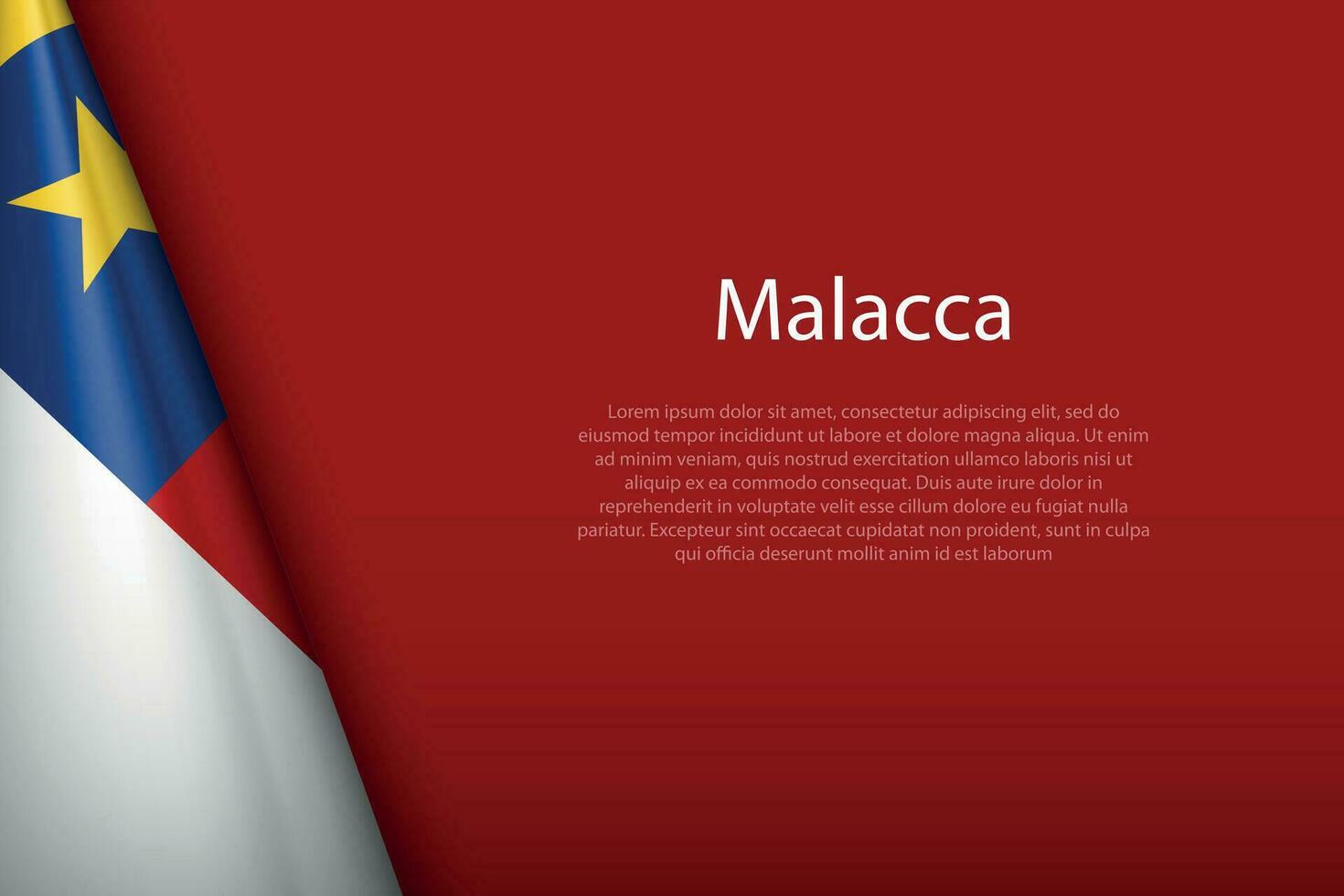 bandiera malacca, stato di Malaysia, isolato su sfondo con copyspace vettore