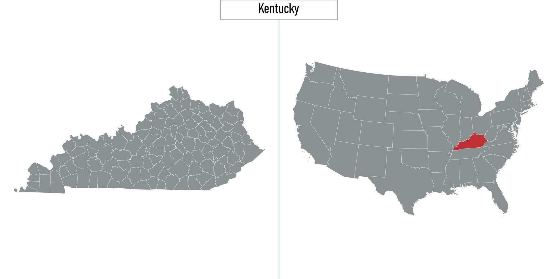 carta geografica di Kentucky stato di unito stati e Posizione su Stati Uniti d'America carta geografica vettore