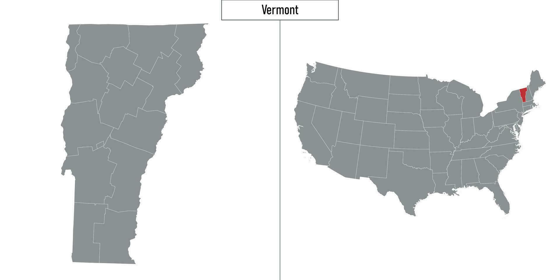 carta geografica di Vermont stato di unito stati e Posizione su Stati Uniti d'America carta geografica vettore