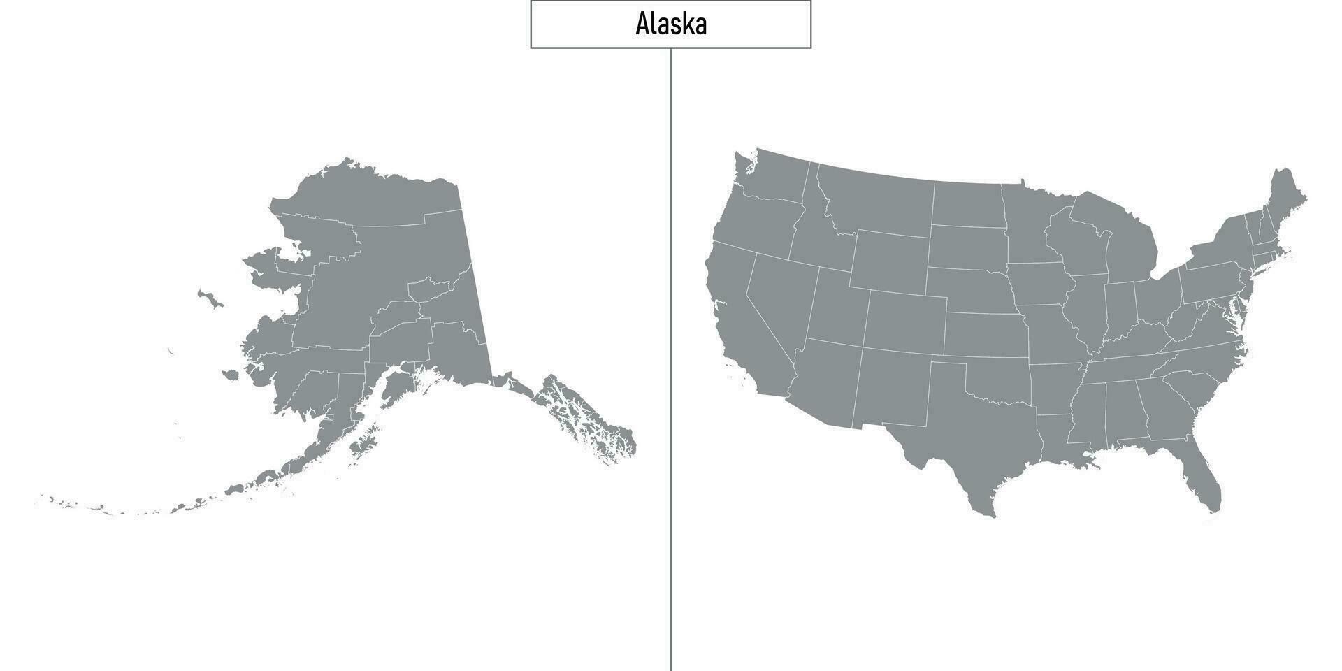 carta geografica di alaska stato di unito stati e Posizione su Stati Uniti d'America carta geografica vettore