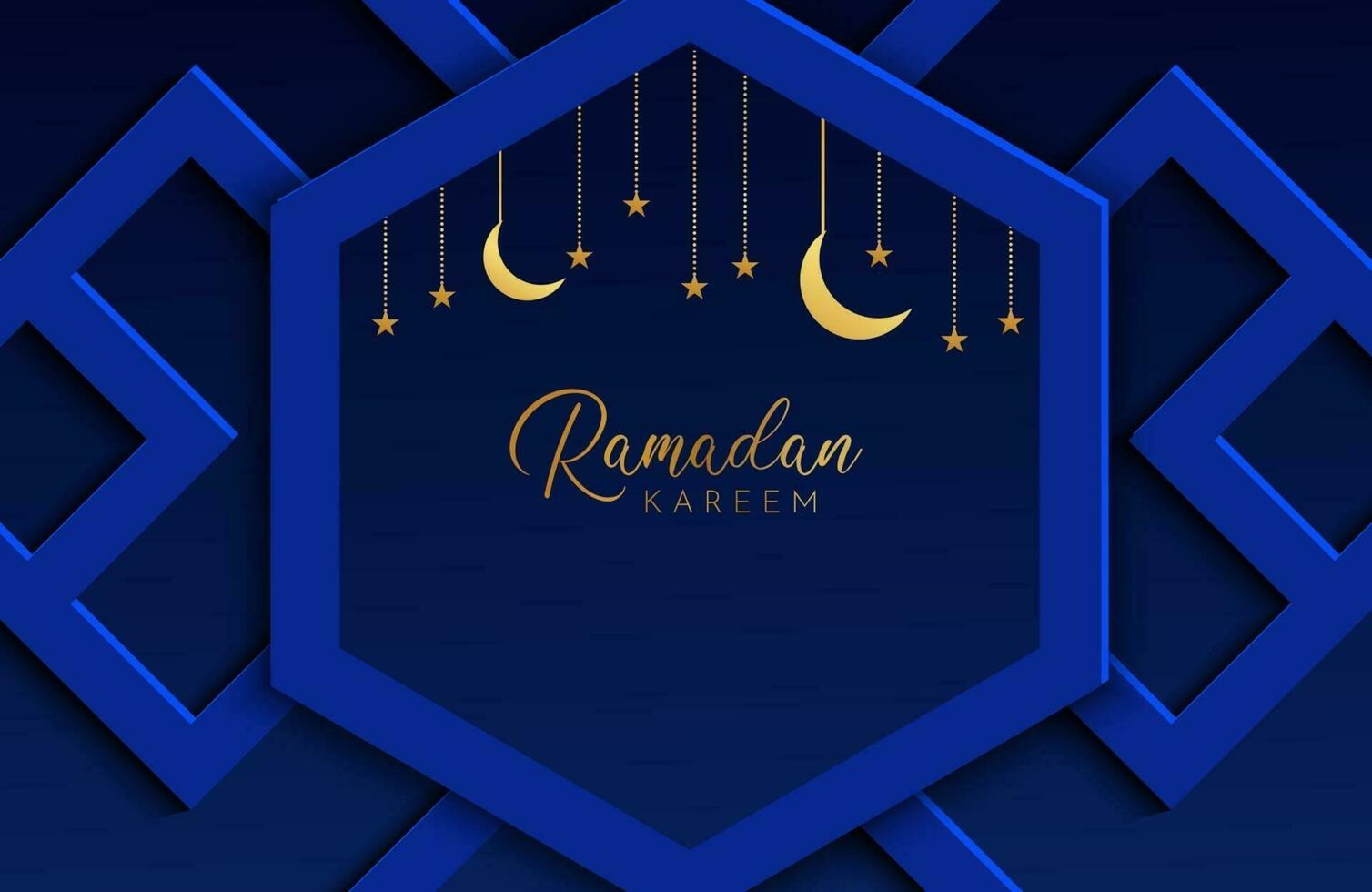 sfondo ramadan kareem con carta blu scuro tagliata forma geometrica illustrazione vettoriale per le celebrazioni del mese sacro islamico