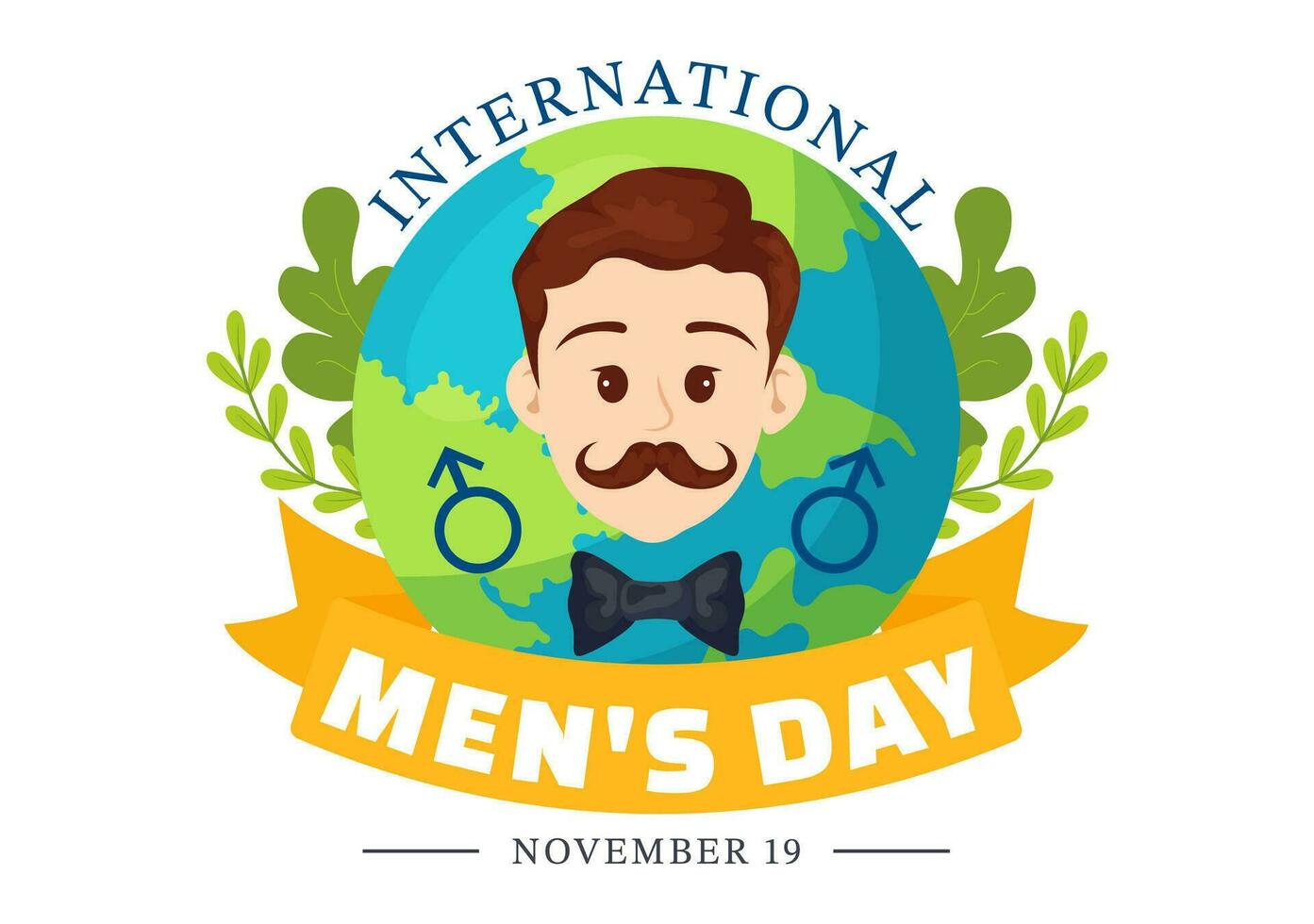 internazionale Uomini giorno vettore illustrazione su novembre 19 con uomini attrezzatura per positivo valore loro famiglie nel piatto cartone animato sfondo design