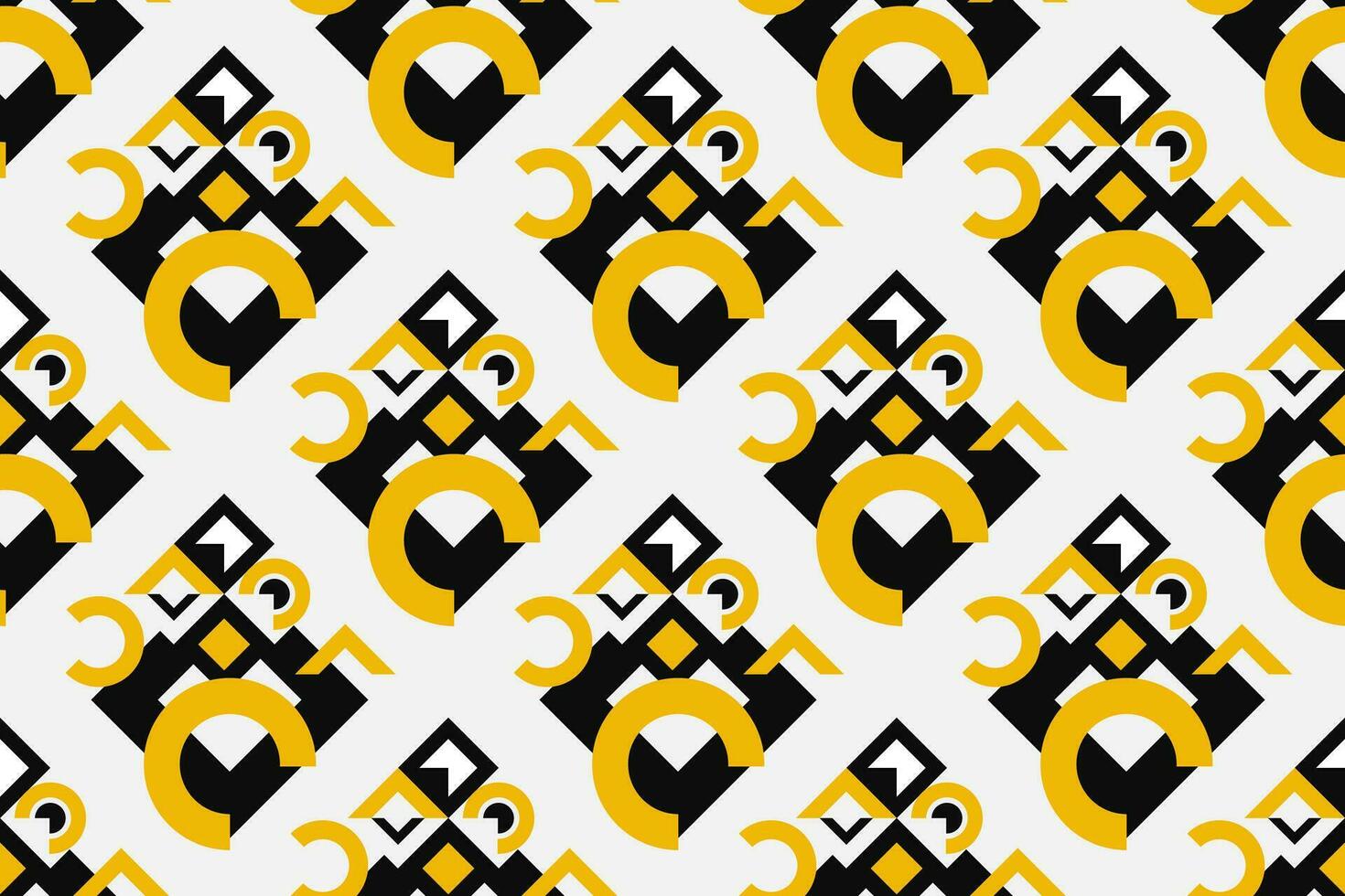 moderno bauhaus senza soluzione di continuità modello nel geometrico forme. geometrico Nero, giallo e bianca striscione. vettore