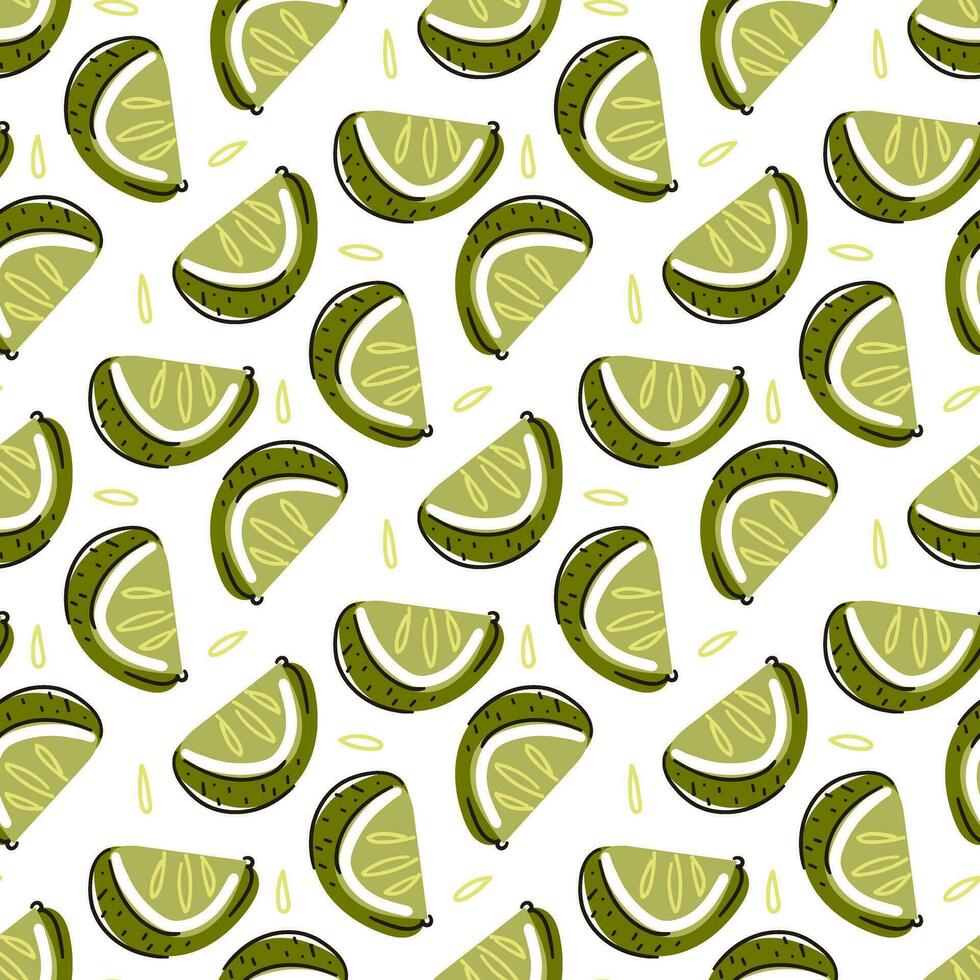 frutta modello di lime fette evidenziato su un' bianca sfondo. Visualizza a partire dal sopra. vettore piatto illustrazione di simmetricamente decomposto pezzi di verde agrumi. stampa per confezione