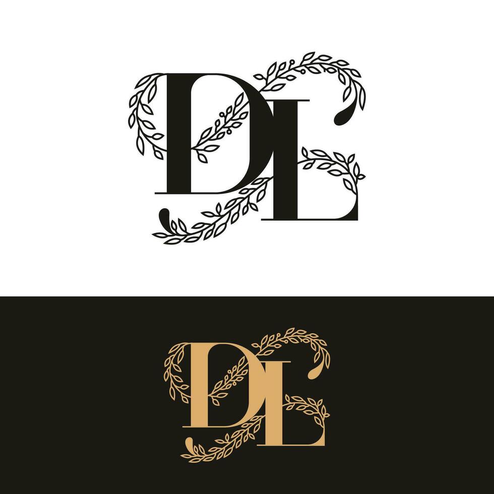 disegnato a mano nozze monogramma dl logo vettore