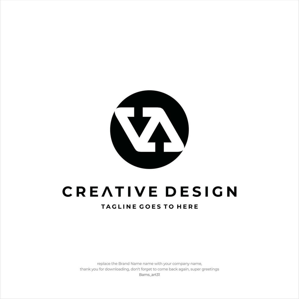 iniziale va logo lettera design creativo vettore