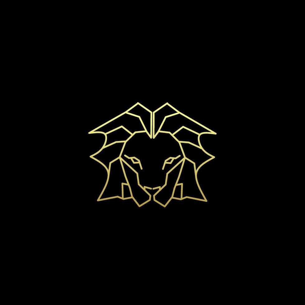 potente d'oro Leone testa logo. combina il lusso e simbolico energia di il Leone vettore