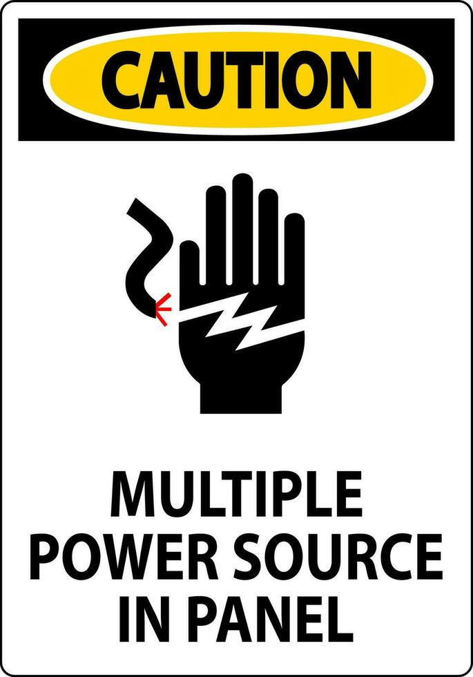 attenzione cartello multiplo energia fonte nel pannello vettore