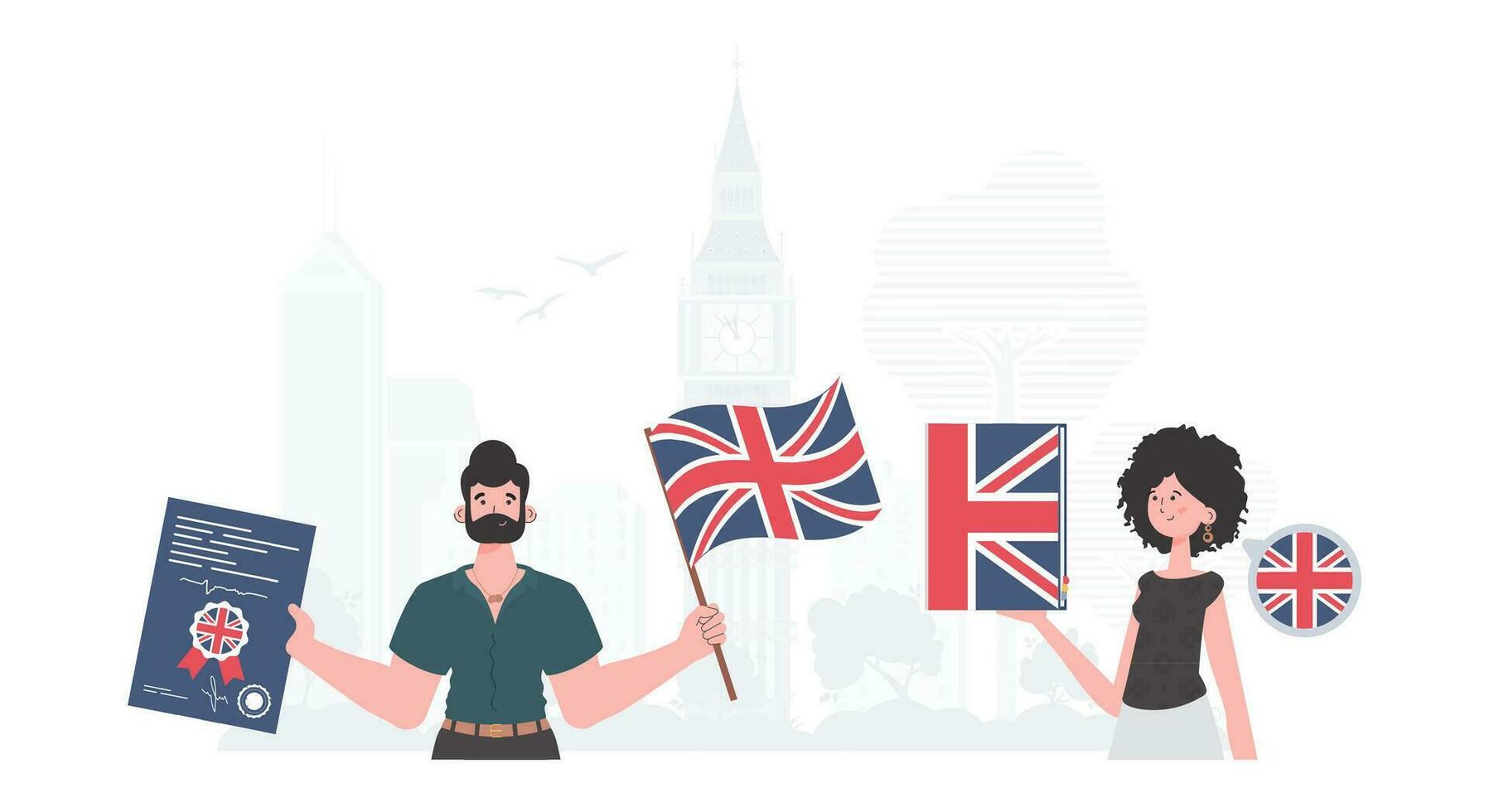 il concetto di apprendimento inglese. inglese linguaggio squadra. piatto moderno stile. vettore illustrazione.