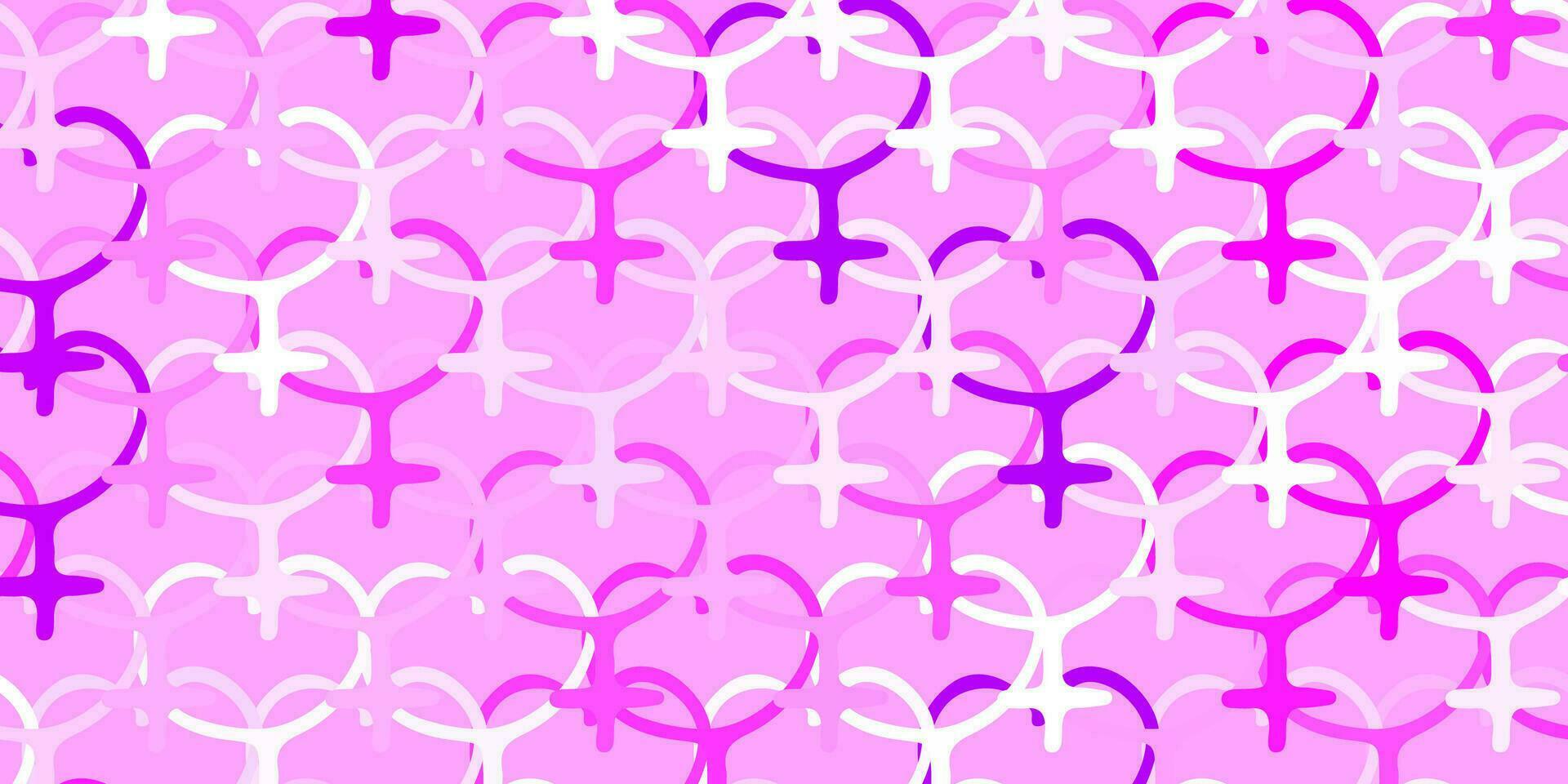 sfondo vettoriale viola chiaro con simboli di potere della donna.