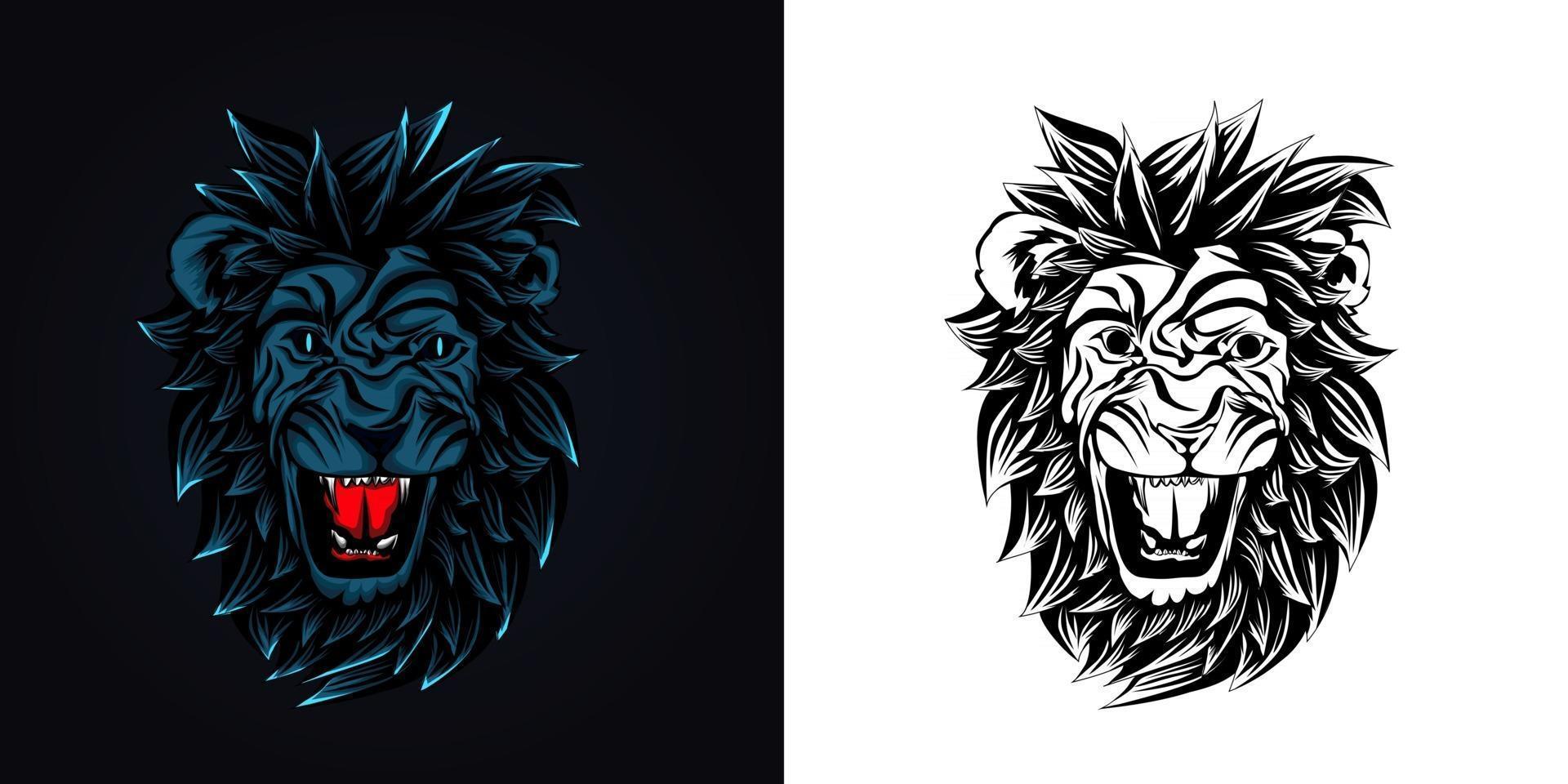 illustrazione vettoriale logo mascotte leone arrabbiato