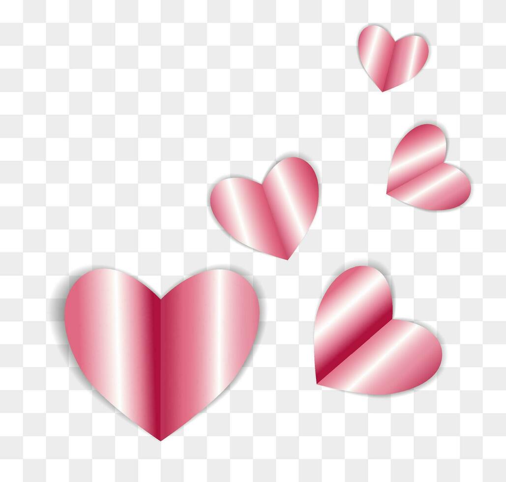 rosa rosa carta vettore cuori nel un Busta, San Valentino per san valentino giorno. carta, cartolina, invito, modello