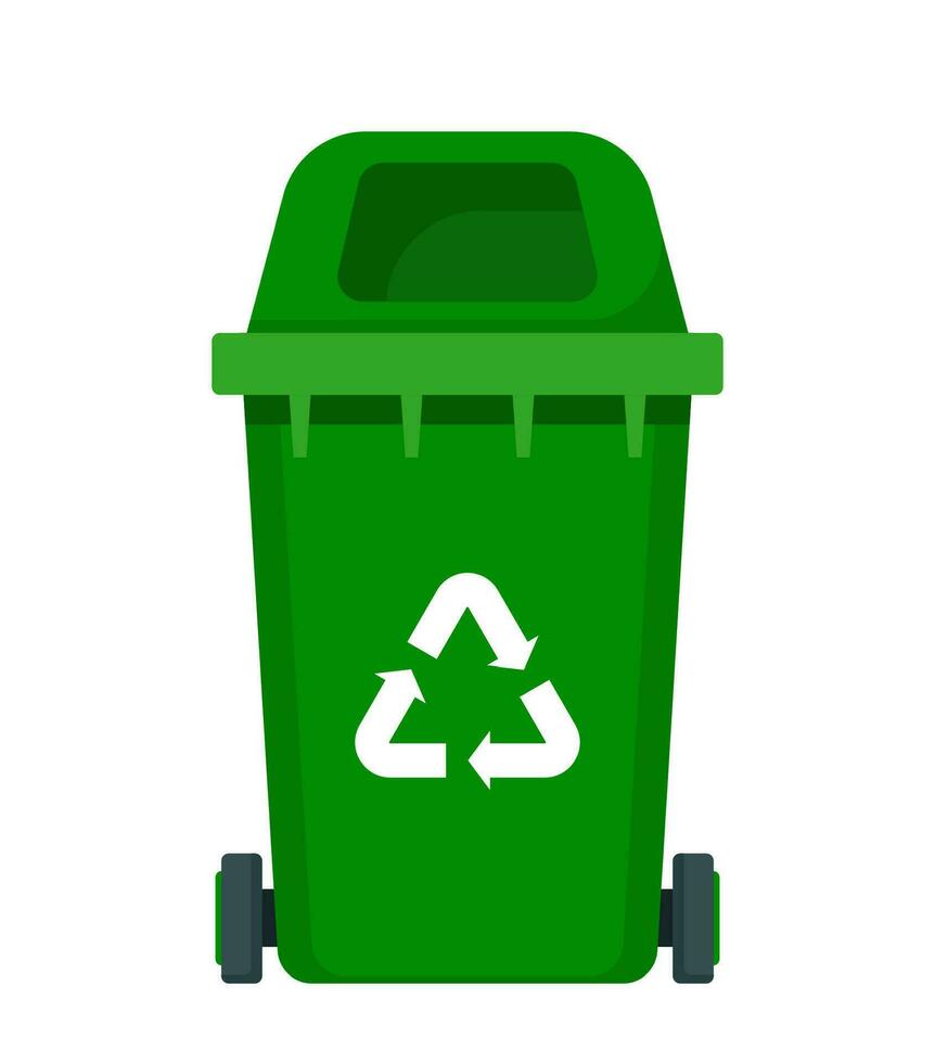 grande verde riciclare spazzatura può con raccolta differenziata simbolo su  esso. spazzatura bidone nel cartone animato stile. raccolta differenziata  spazzatura Potere. vettore illustrazione. 28675895 Arte vettoriale a  Vecteezy