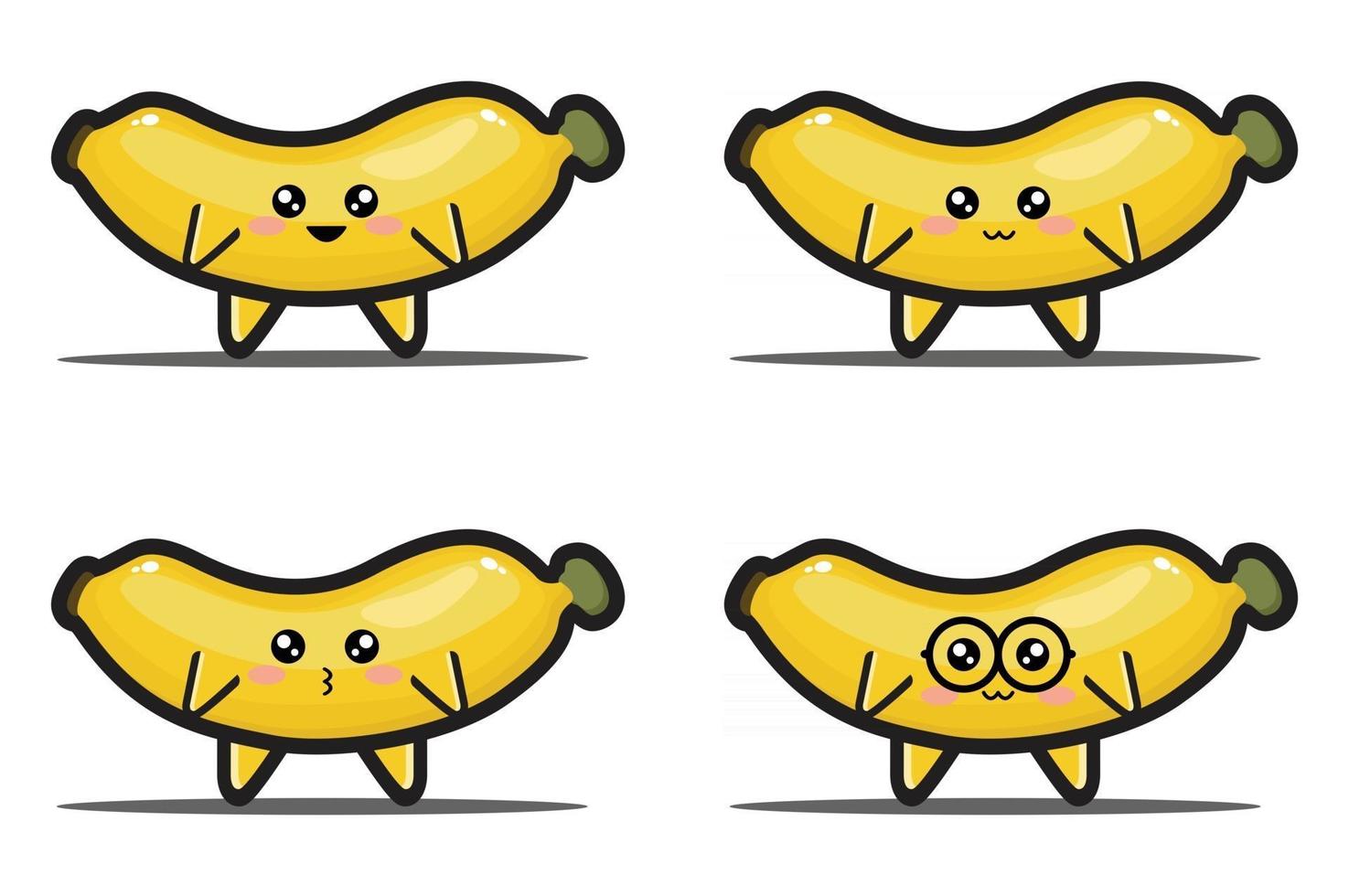 simpatico cartone animato banana frutta kawaii design premium vettore