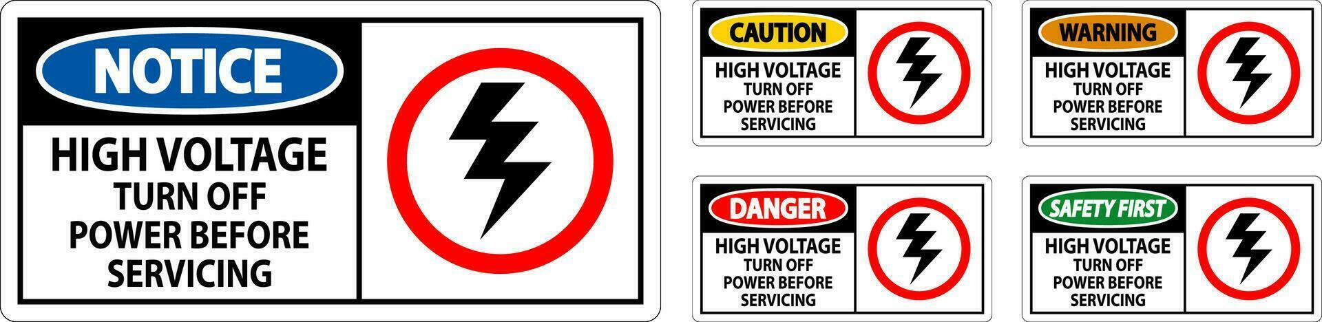 Pericolo cartello alto voltaggio - girare via energia prima manutenzione vettore