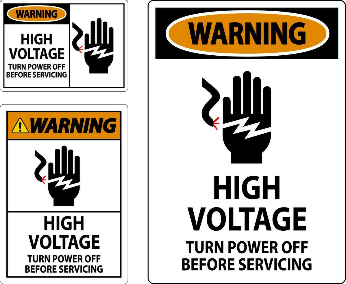 avvertimento cartello alto voltaggio - girare energia via prima manutenzione vettore