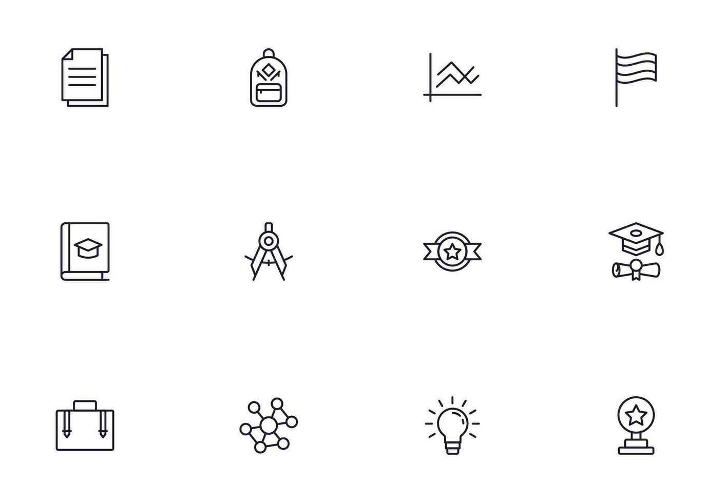 formazione scolastica linea icona impostare. collezione di alto qualità segni per ragnatela disegno, mobile App , ui design e eccetera. schema icona di formazione scolastica, scuola, Università, apprendimento. vettore