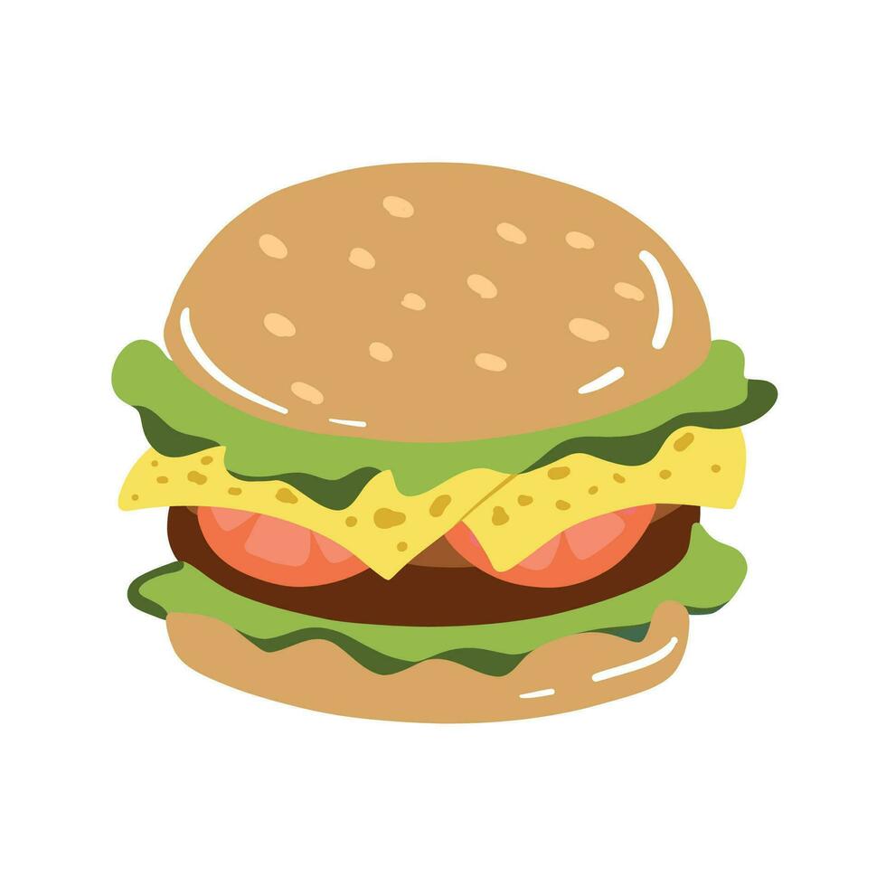delizioso hamburger. veloce cibo concetto. isolato vettore illustrazione